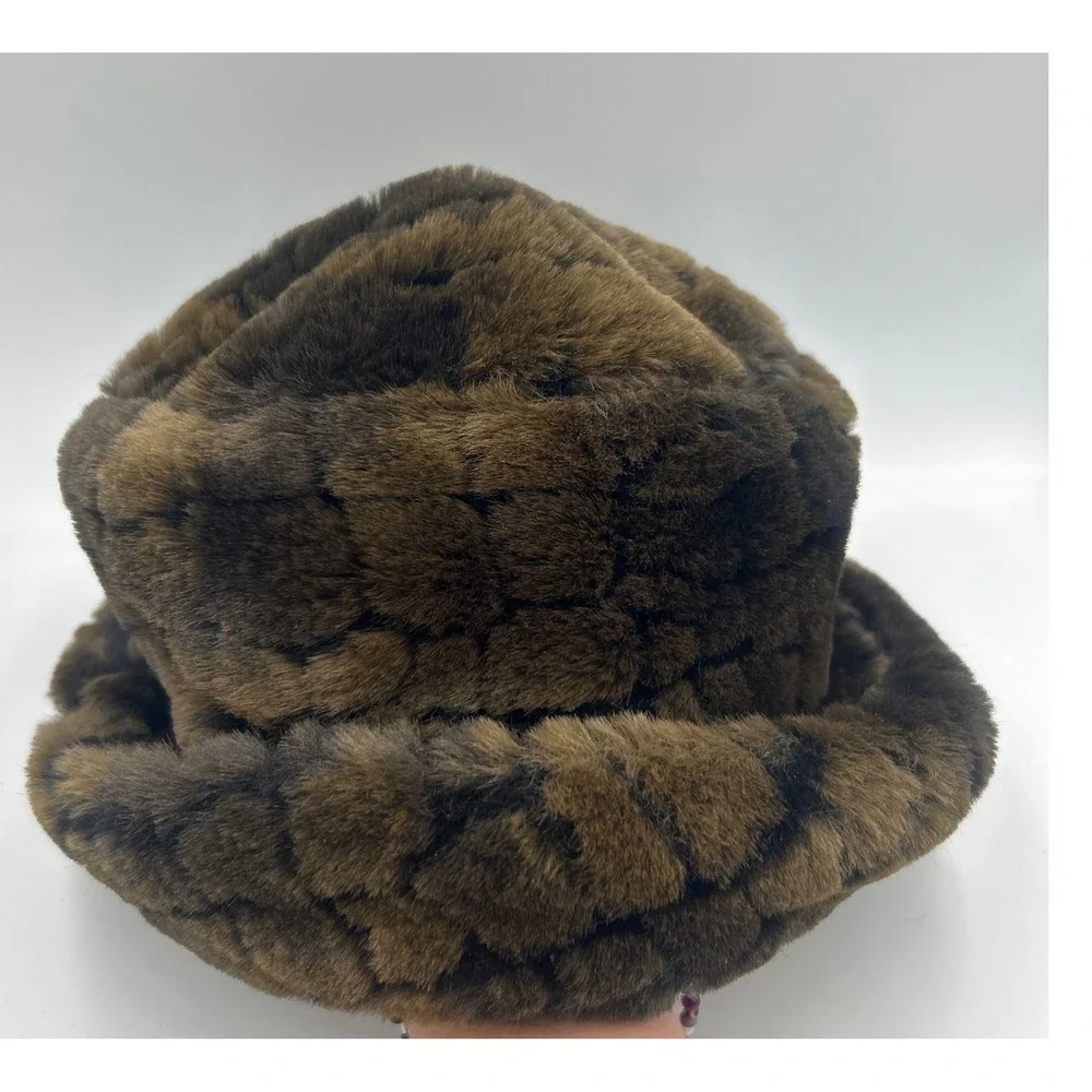 Vintage Preston & York Brown Faux Fur Hat Made in Canada 90s Winter Glam Luxe